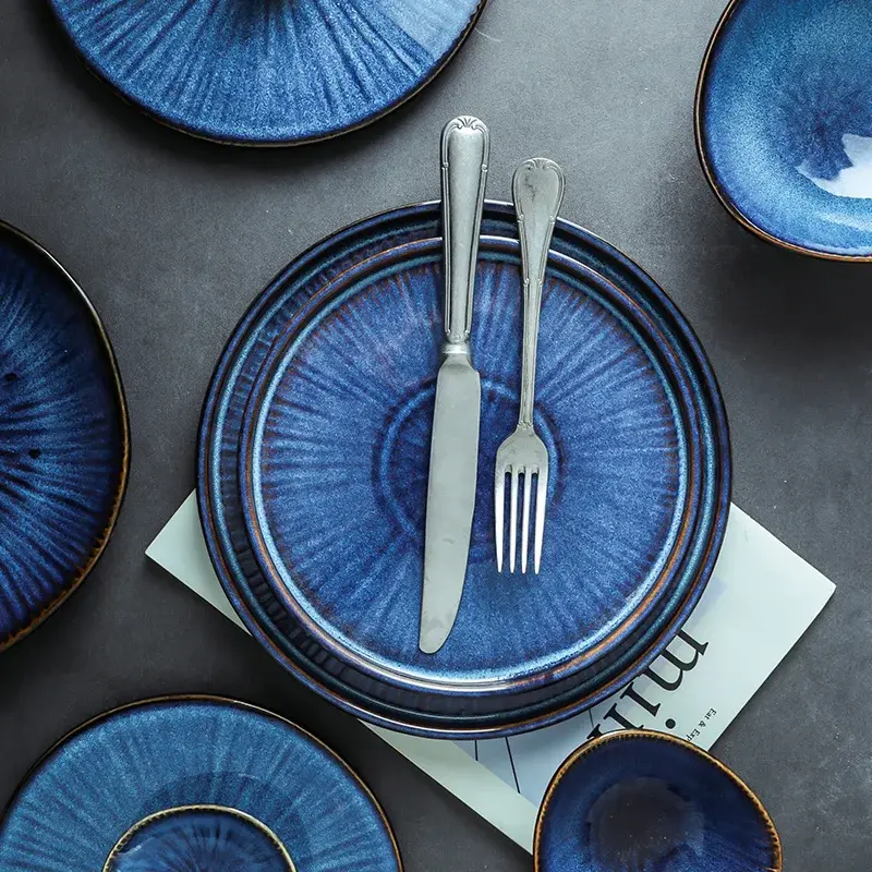 Thumbnail: Nordic Kiln Glaze Blue Color Ceramic Tableware collection