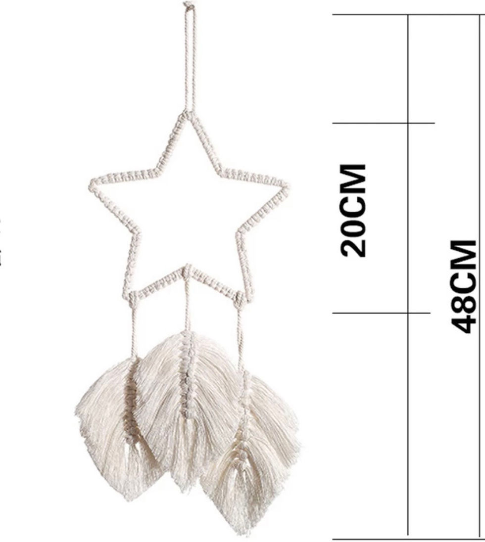 Miniature : Makramee 5-Stern mit 3 Blättern boho-lux