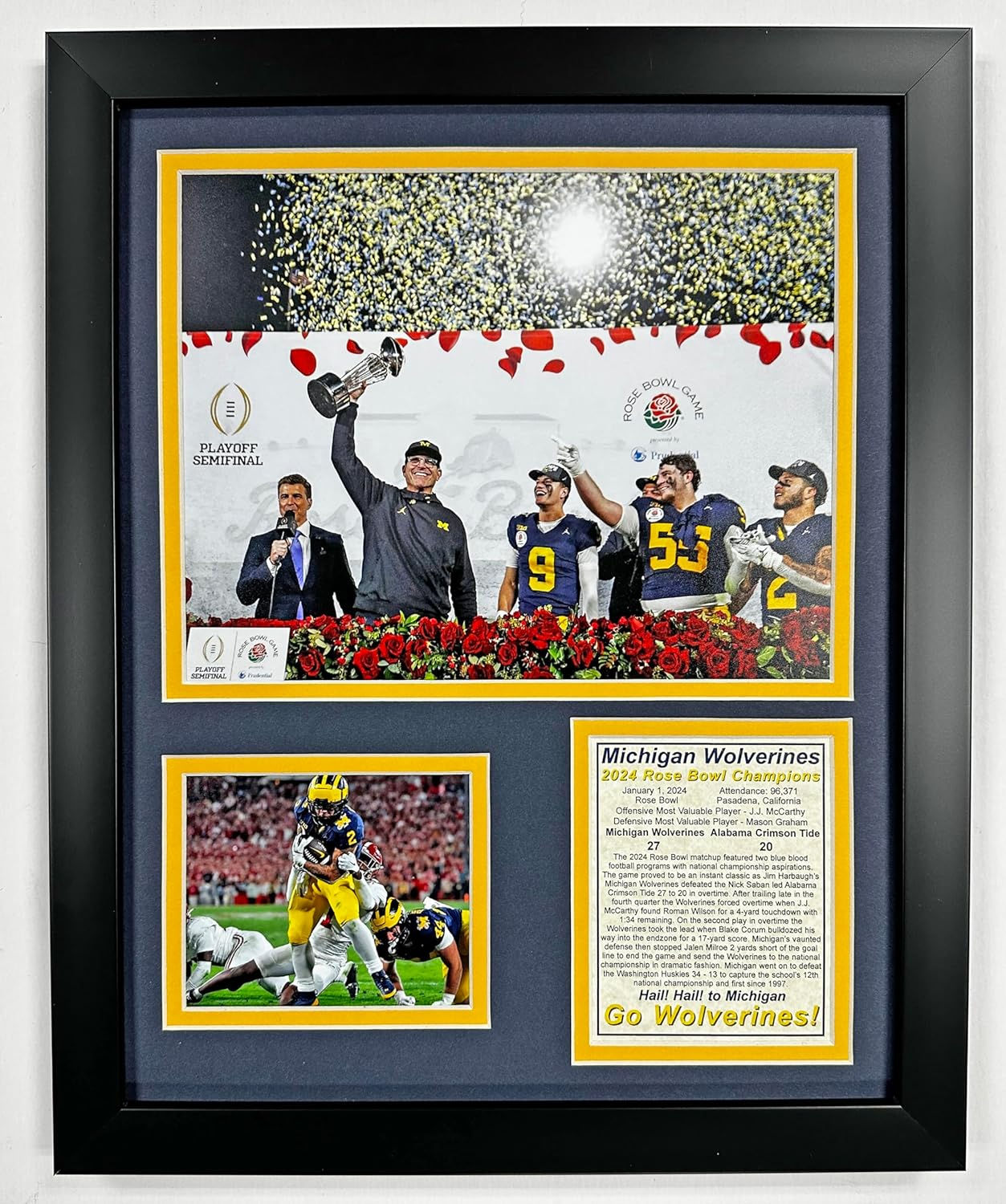 University of Michigan | 2023 CFP National Champions | 12x15 Rose Bowl