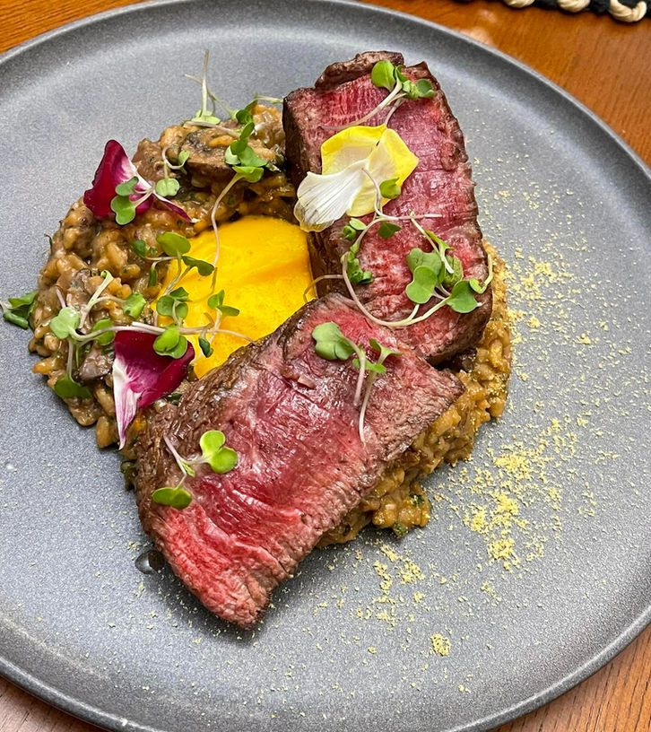 Beef Tenderloin with Mushroom Risotto, Butternut squash Puree, Pumpkin Seed Dust - Street Provisions Private Dining with Chef James Scott, Jr,