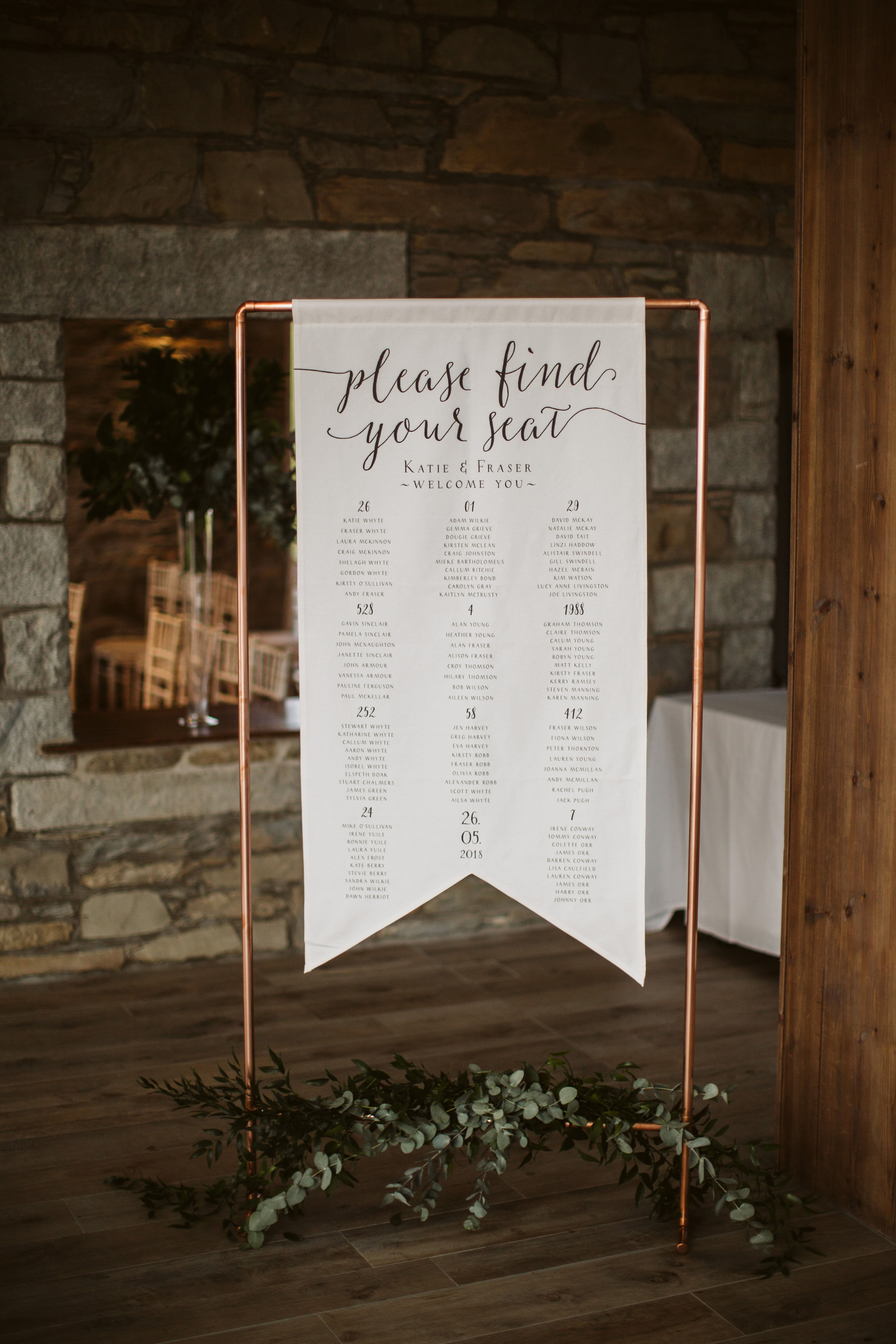 Hanging Table Plan Flag - Waddesdon Collection