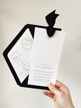 black and white wedding stationery