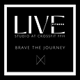 black and white image company LIVE logo with company ethos and community motto 'brave the journey;