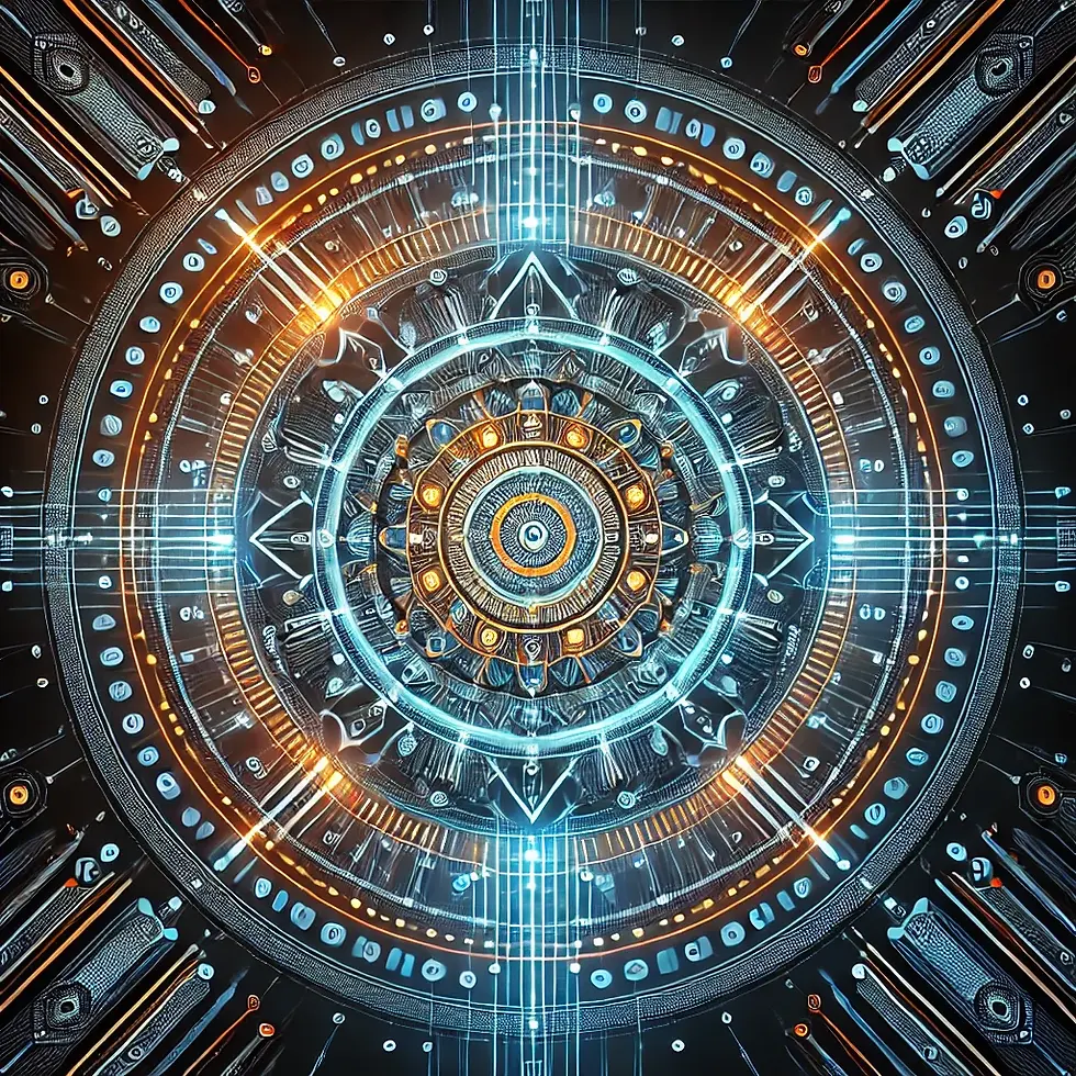 DALL·E 2025-09-26 16.25.55 - A futuristic techno mandala with intricate geometric patterns