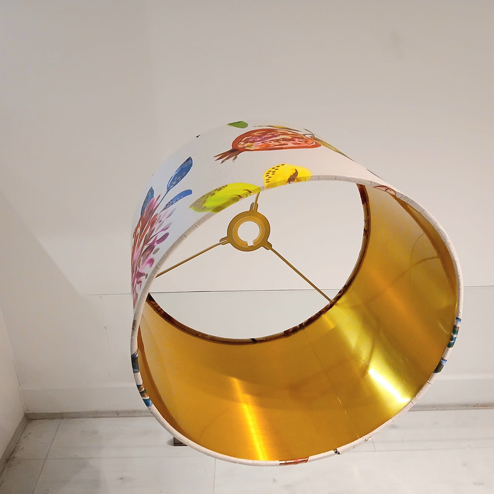 Floraison lampshade looking inside at gold