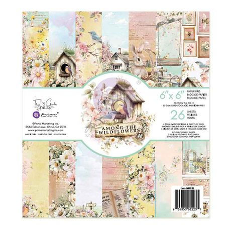 Prima Double-Sided Paper Pad 6x6"- 26/Pkg- Among the Wildflowers- 682231