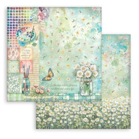 Thumbnail: Stamperia Daisy Art Backgrounds Double-Sided Paper Pad 12"x12" 10/Pgk- SBBL183