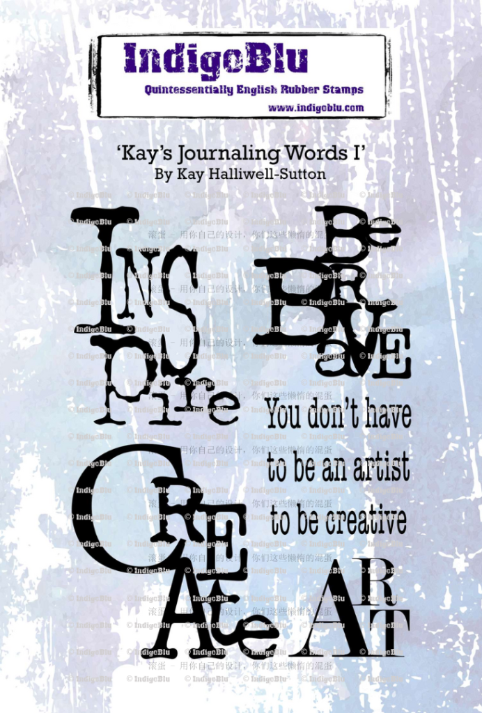 IndigoBlu Kay's Journaling Words 1, A6 Red Rubber Stamp