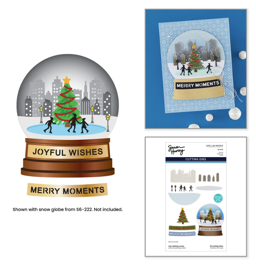 Spellbinders City Skating (Snow Globe) Etched Dies by Simon Hurley- S4-1577
