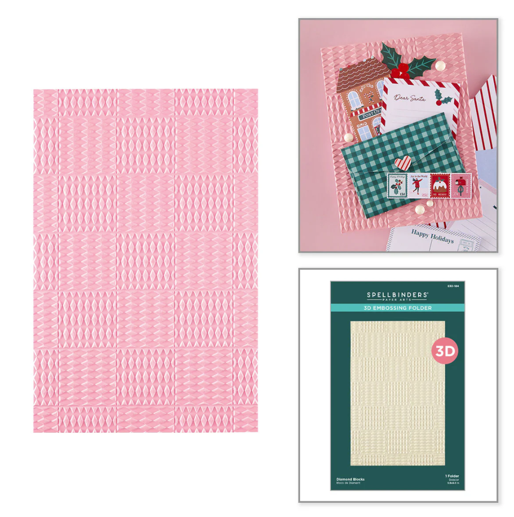 Spellbinders 3D Embossing Folder- Diamond Blocks- E3D-184