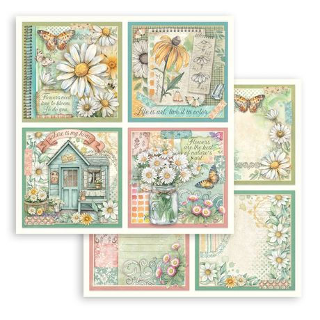 Thumbnail: Stamperia Daisy Art Backgrounds Double-Sided Paper Pad 12"x12" 10/Pgk- SBBL183