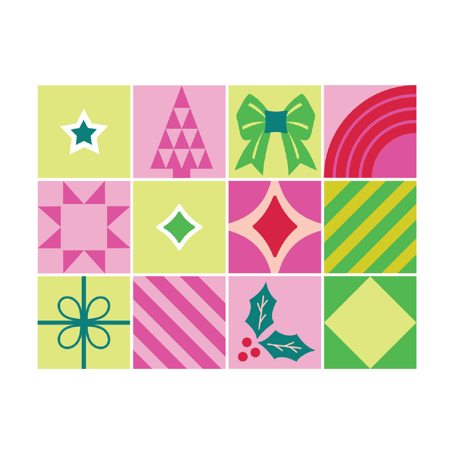 Sizzix/C. Pooler 18 Pk Stamp Set- Print & Pattern Holiday in the Square- 667171