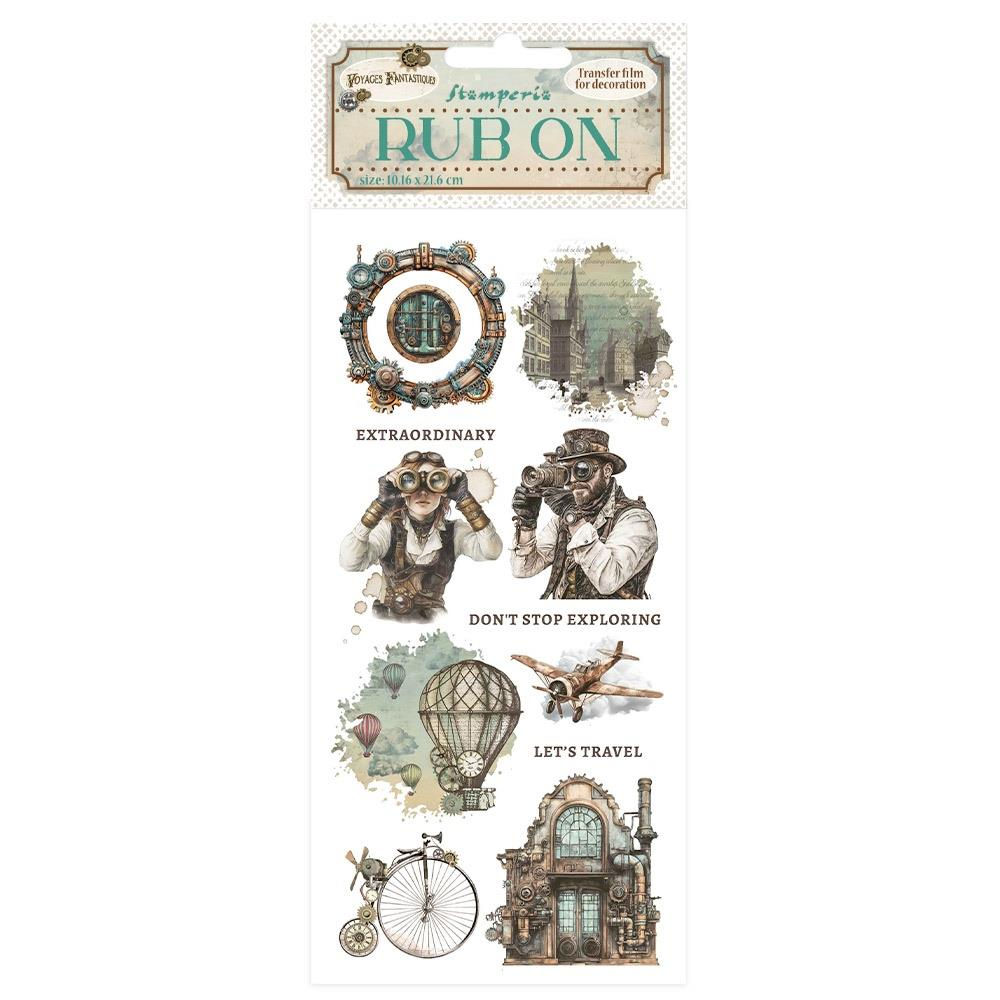 Stamperia Voyages Fantastiques Rub-On 4"X8.5"-Mechanical Wonders--DFLRB192