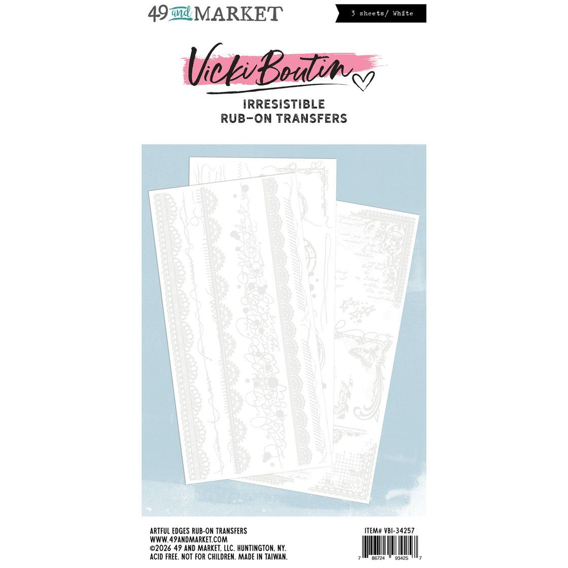 49 And Market Irresistable Rub-On Transfer Set-Edges, Artful Edges- VBI-34257