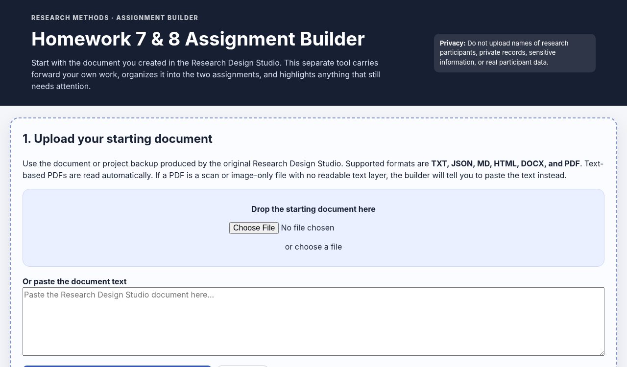 Screenshot of the Design & Sampling Builder interactive teaching tool