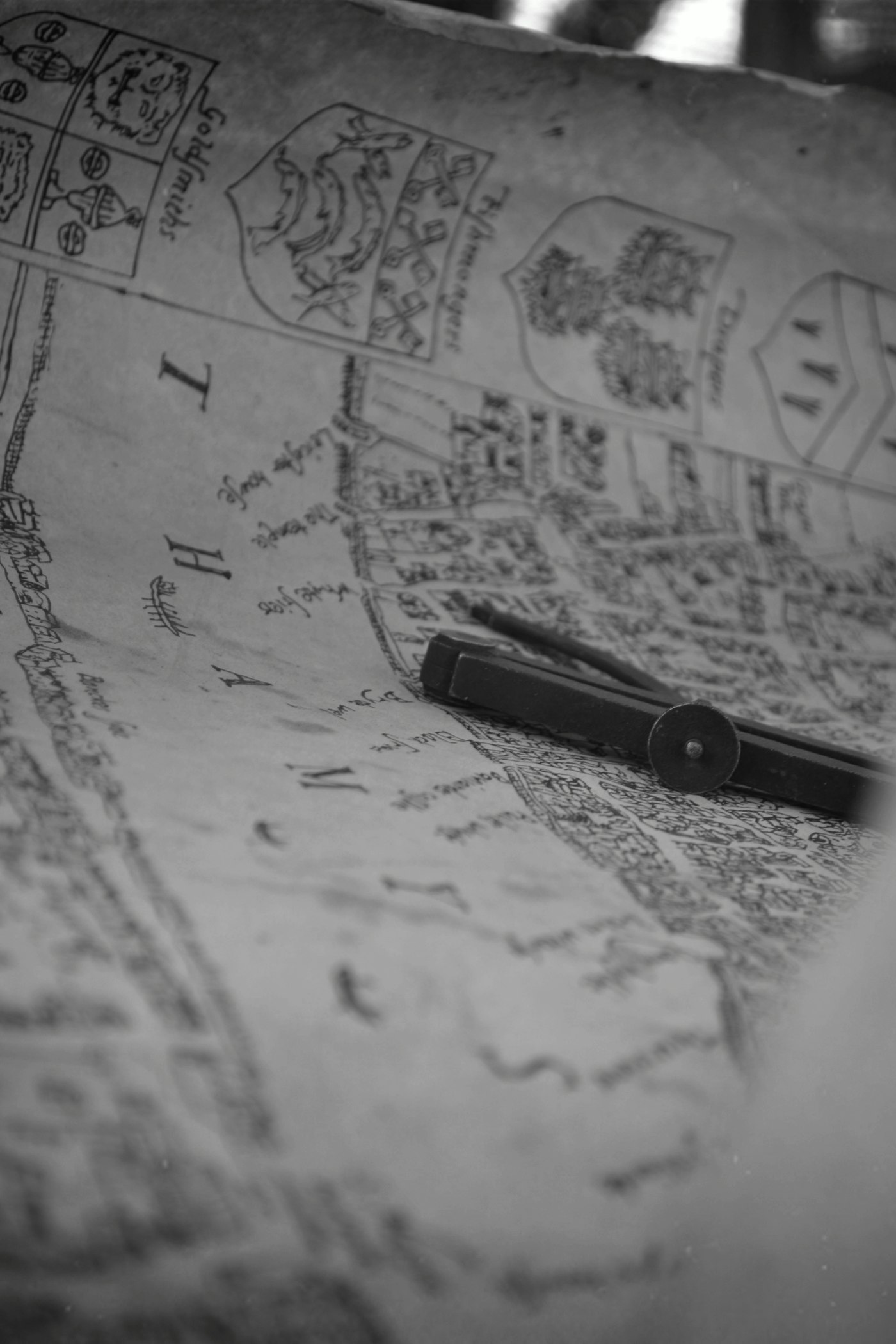 Historical map and archival research materials