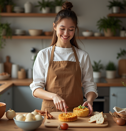 A-domestic-helper-smiling-while-preparing-festive-food-in-a-clean-kitchen-setting-location