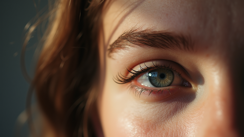 Close-up view of skin texture showing fine lines around the eye