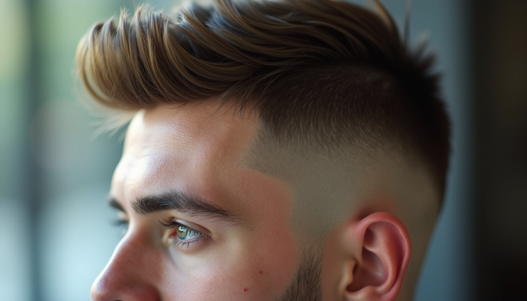 Close-up view of a fresh fade haircut showing clean blending and sharp edges