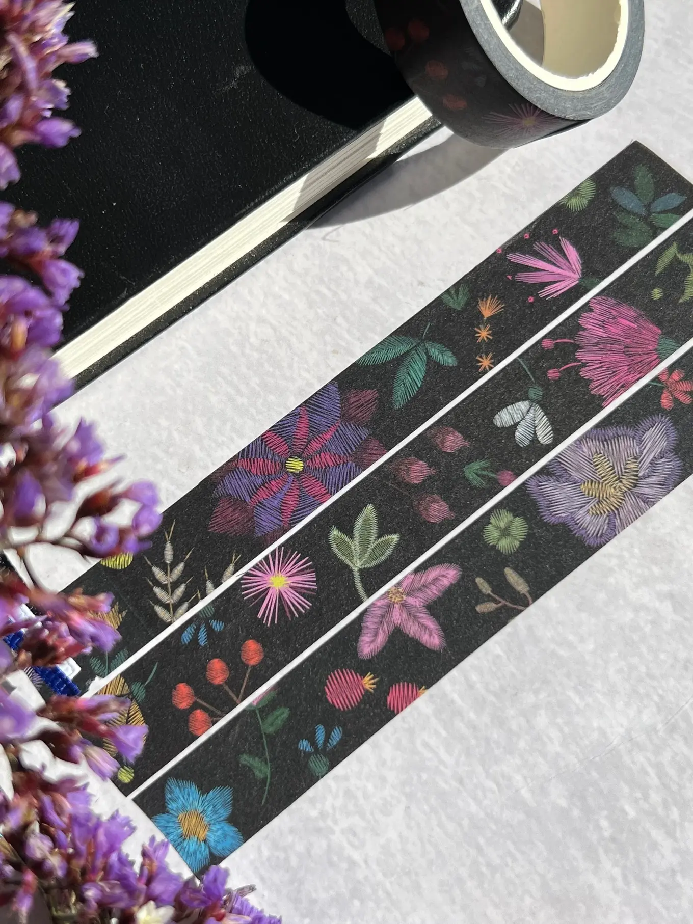 Geborduurde bloemen - glitter washi tape
