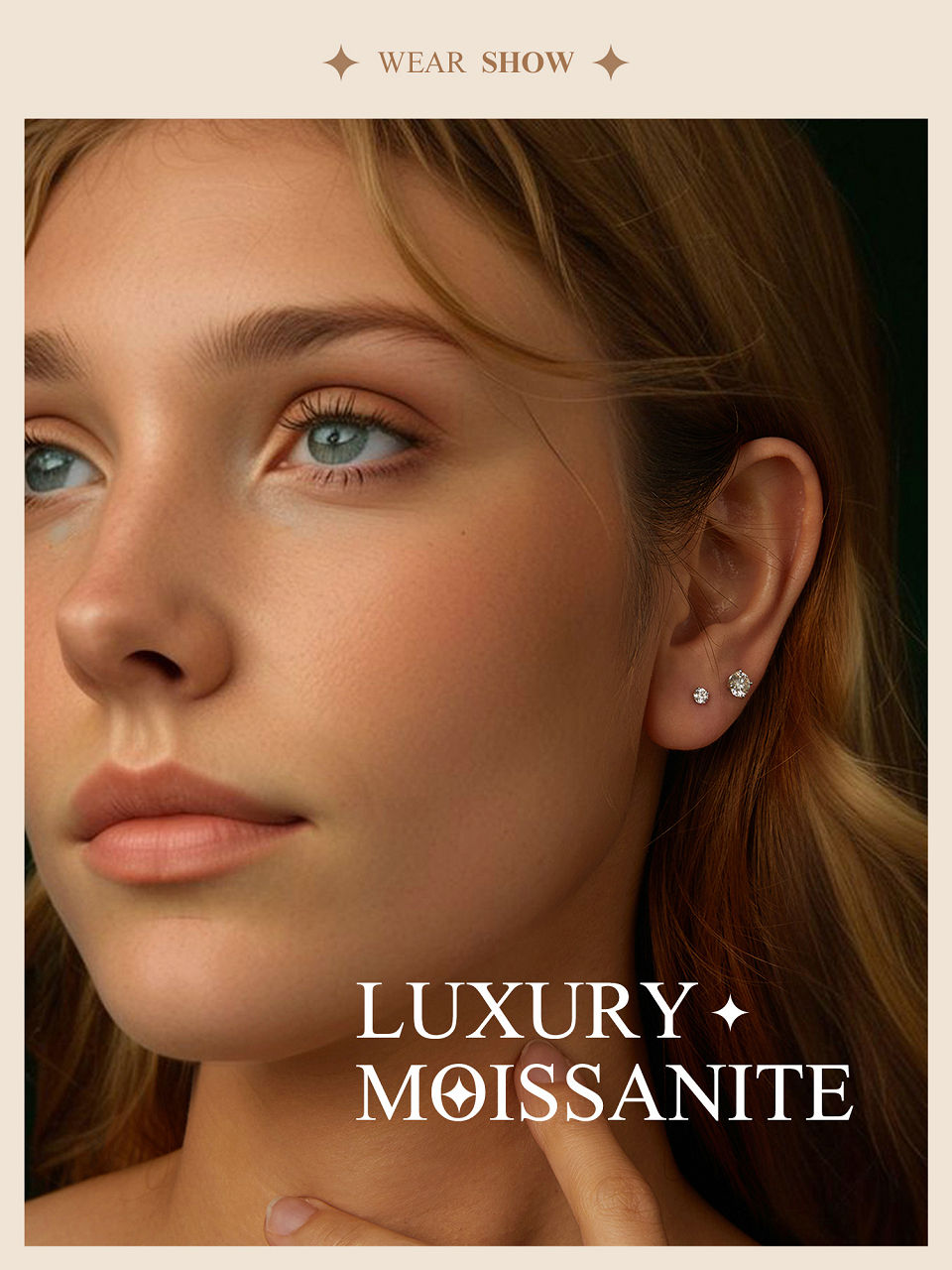 Miniatura: BAMOER Classic Moissanite Earrings, 925 Silver Brilliant 4 Prongs Round Cut Lab 