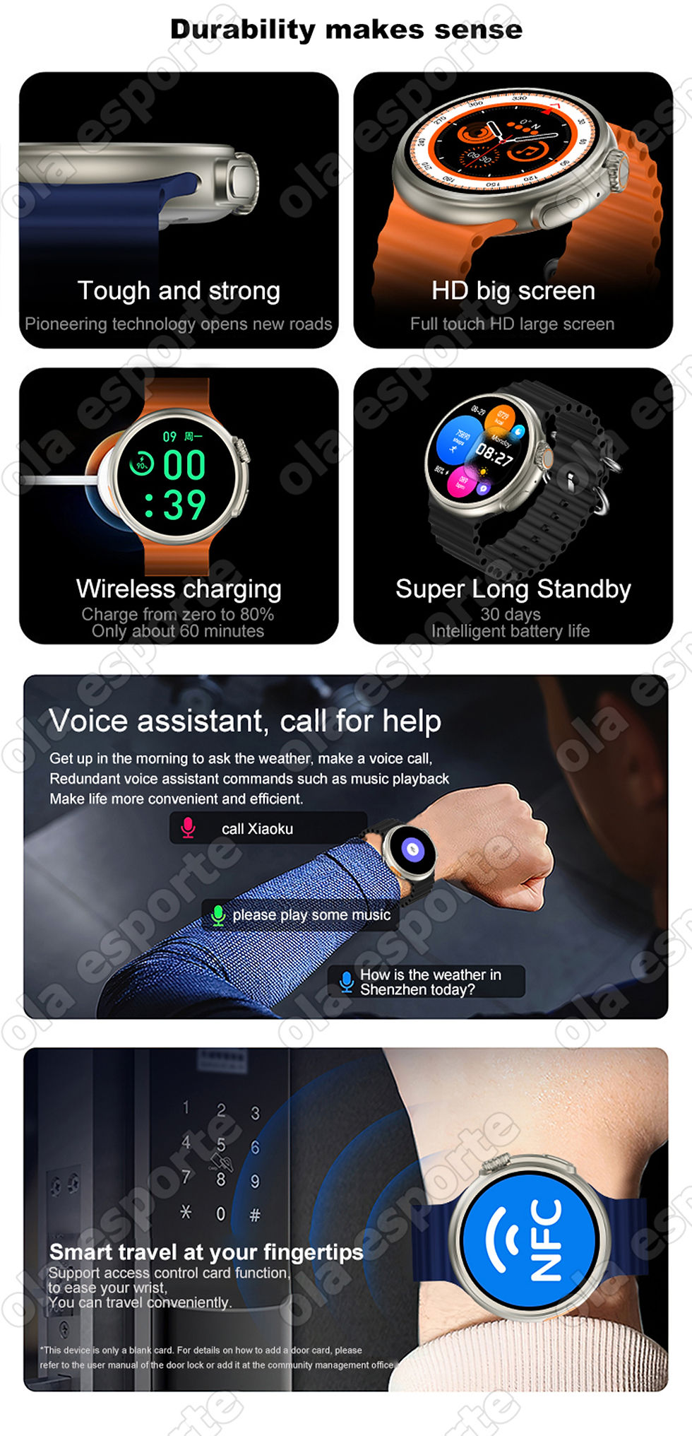 Miniatura: Spirit Island Z78 Ultra Smartwatch BT Call Compass NFC Men Sports Fitness Women 