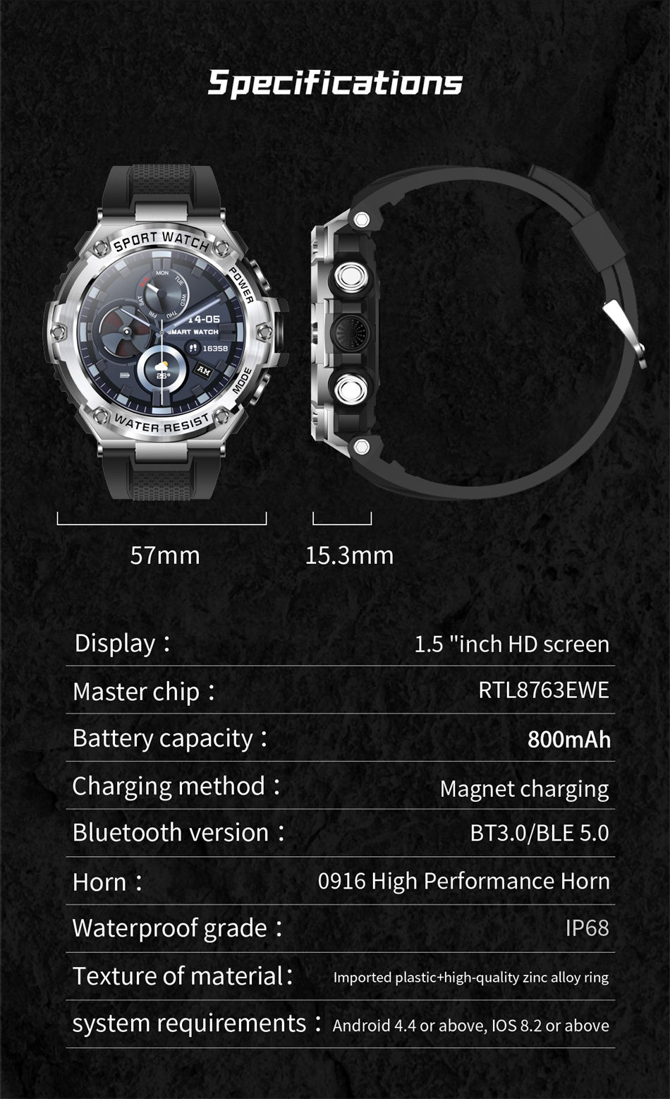 Miniatura: LIGE 2024 New Smart Watches For Mens 800mAh Outdoor Sports Fitness Bracelet Bloo
