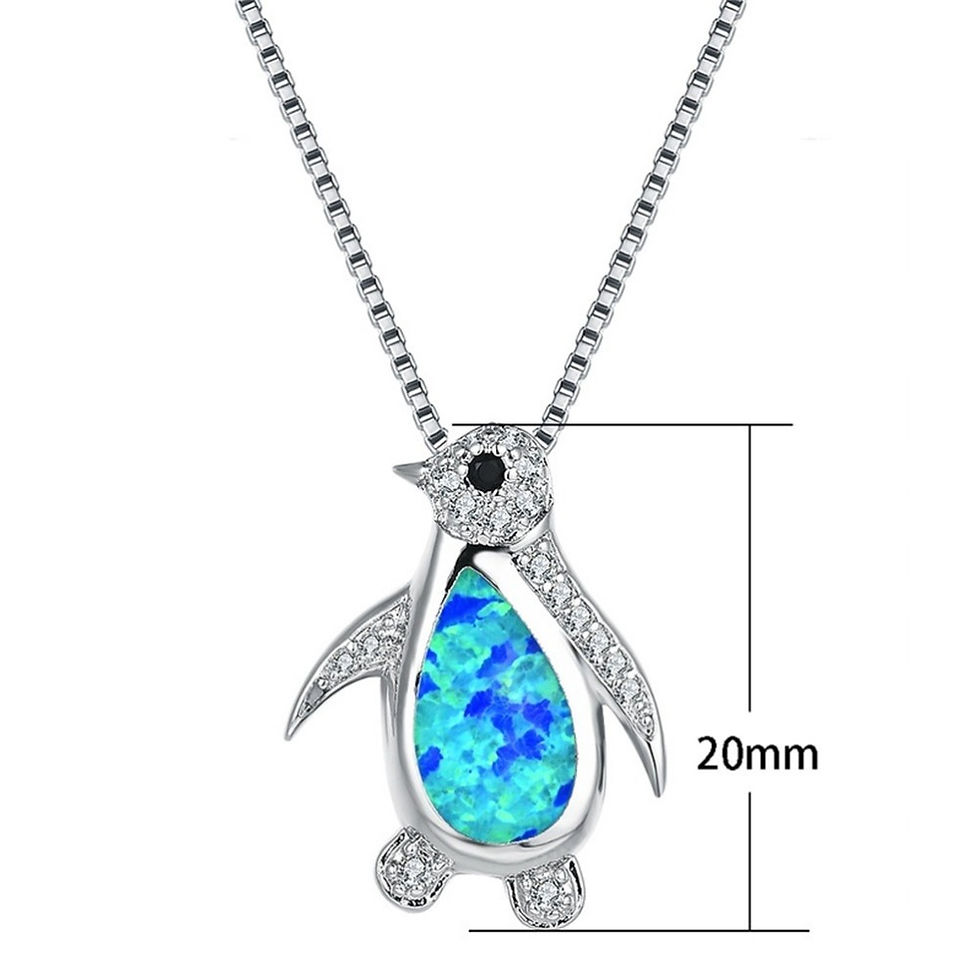 Thumbnail: Simple Fashion Classic Fire Opal Penguin Pendant Necklace Bridal Wedding Niche P
