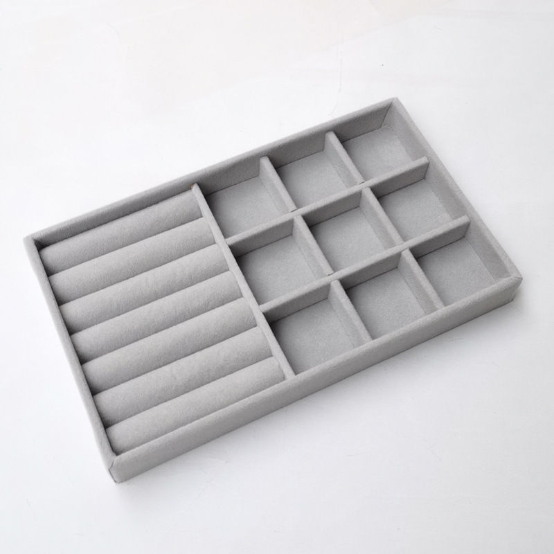 Miniature : Trendy Velvet Jewelry Display Tray Drawer Portable Ring Earring Bracelet Necklac