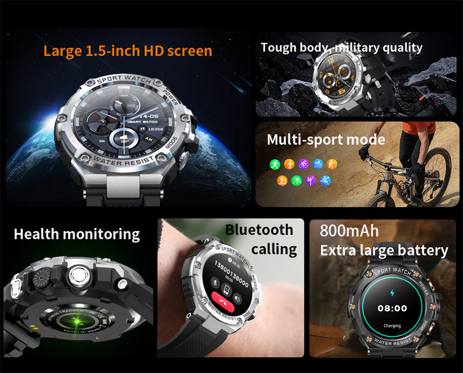 Miniatura: LIGE 2024 New Smart Watches For Mens 800mAh Outdoor Sports Fitness Bracelet Bloo