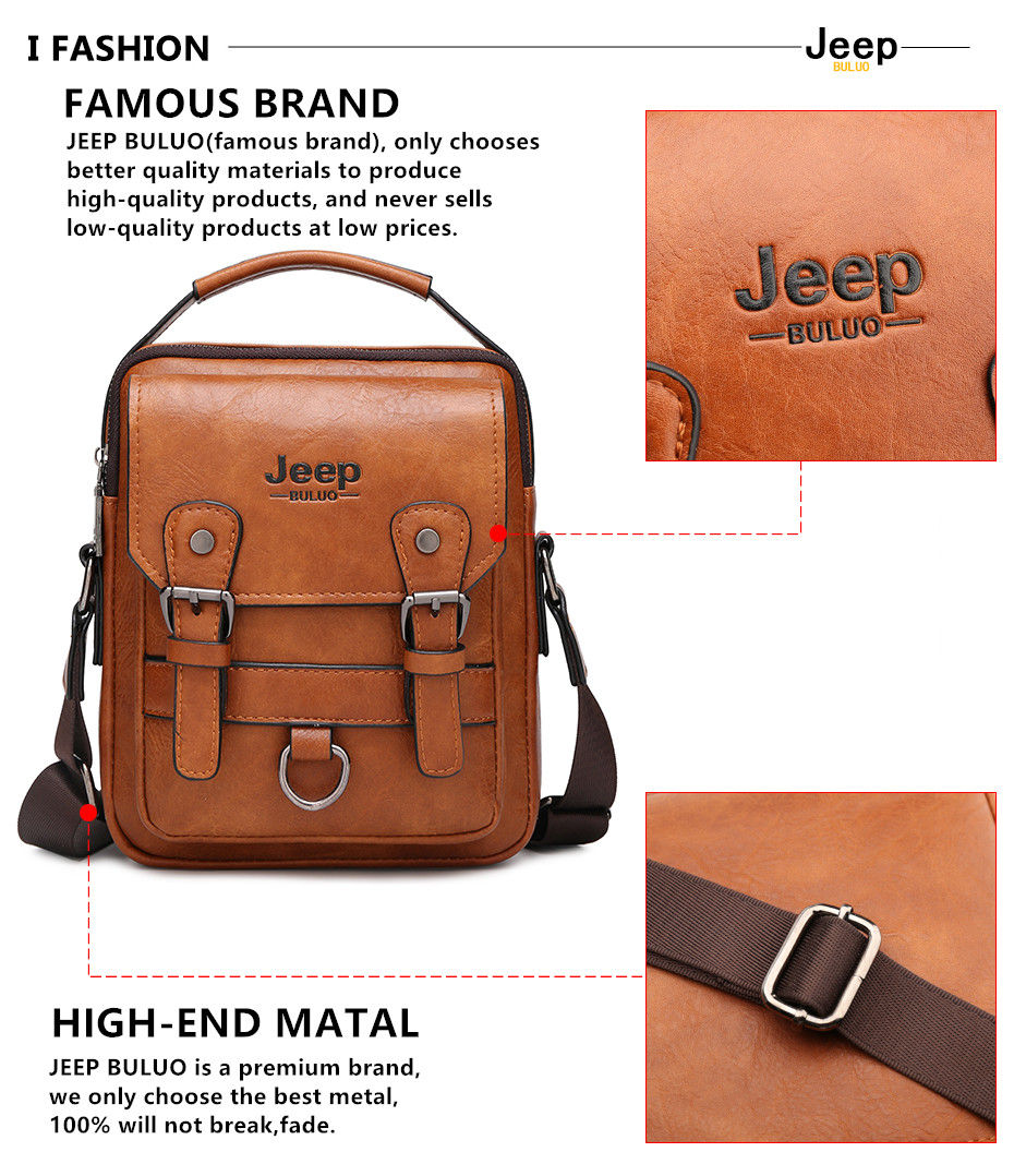 Thumbnail: JEEP BULUO Multi-function Business Handbags Men New Man's Shoulder Bag Large Cap