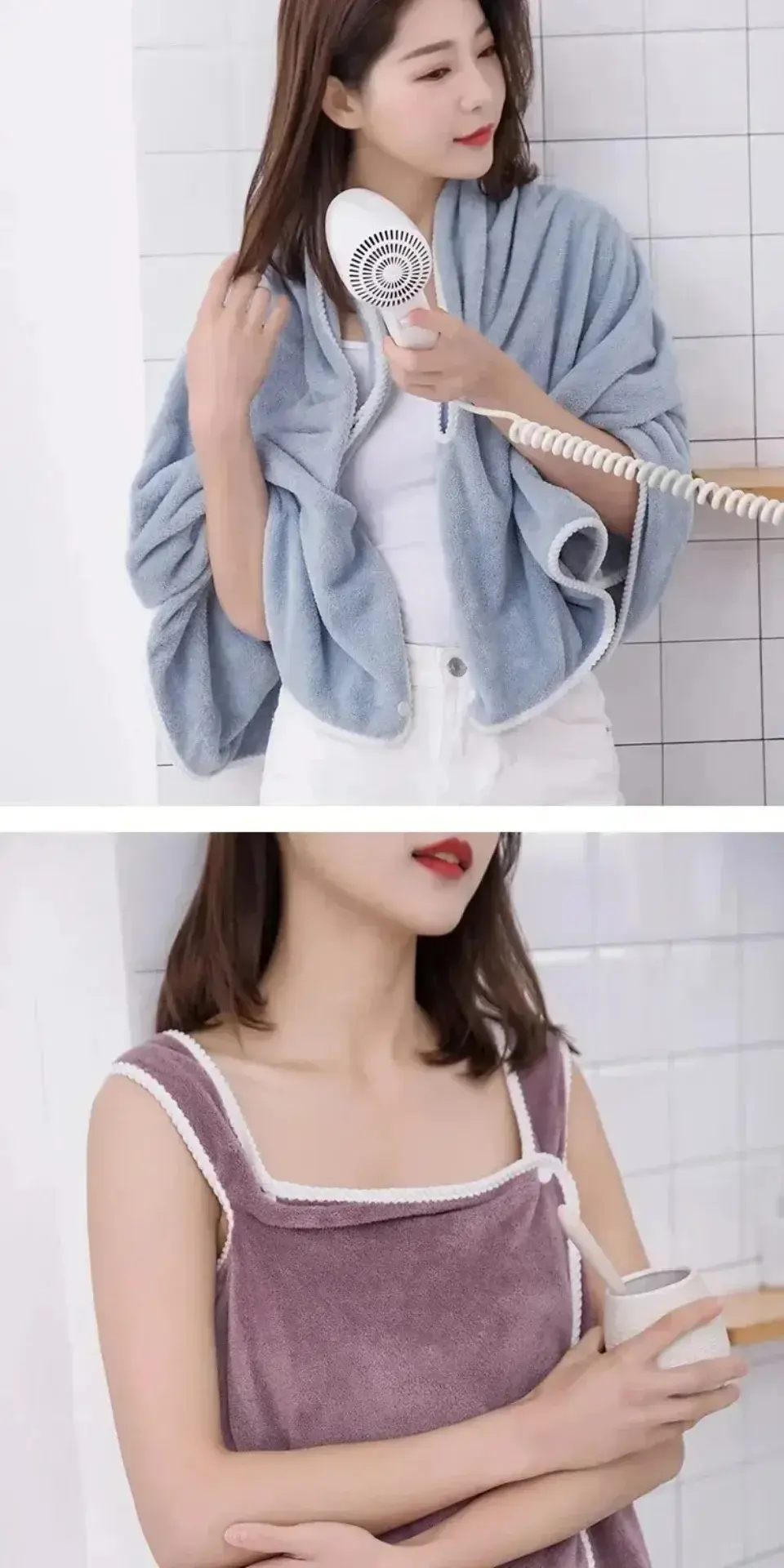 Thumbnail: Wearable Bathrobes For Womens Girls Fast Drying Bathing Beach Spa Bathrobes Wash