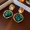 Miniatura: Vintage Green Geometric Rhombus Round Earrings Women Fashion Rhinestone Stud Ear