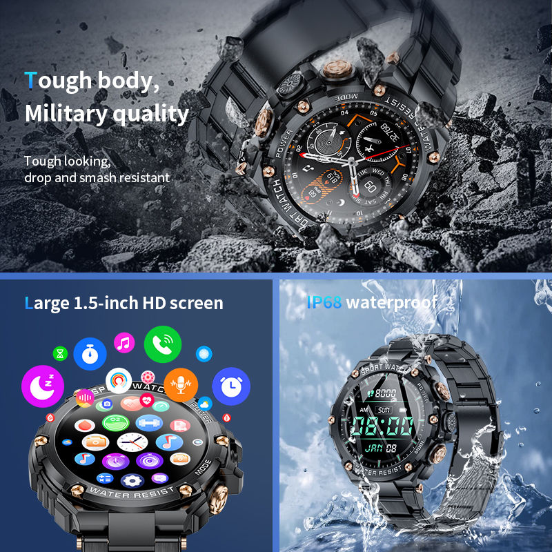 Miniatura: LIGE 2024 New Smart Watches For Mens 800mAh Outdoor Sports Fitness Bracelet Bloo