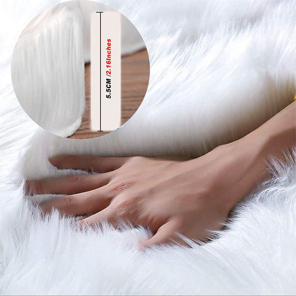 Oval Carpet Soft Fluffy Imitation Wool Area Rugs White Faux Fur Bedside Rug Grey