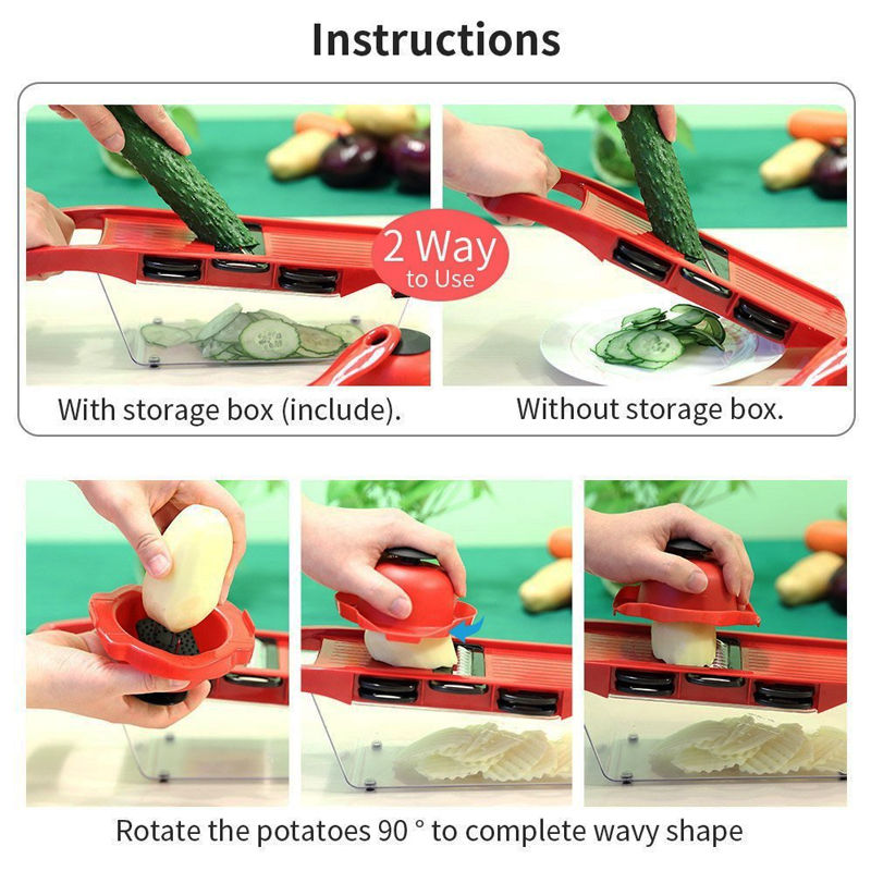Thumbnail: Vegetable Chopper Multifunctional Grater Cutter Kitchen Accessories Manual Fruit