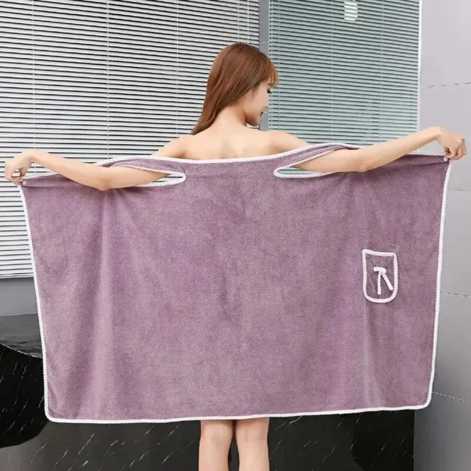 Thumbnail: Wearable Bathrobes For Womens Girls Fast Drying Bathing Beach Spa Bathrobes Wash