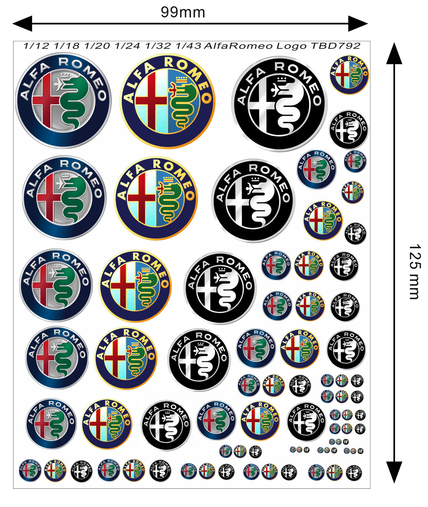 1/12 1/18 1/20 1/24 1/32 1/43 Decals Alfa Romeo Logo  AlfaRomeo TB Decal  TBD792