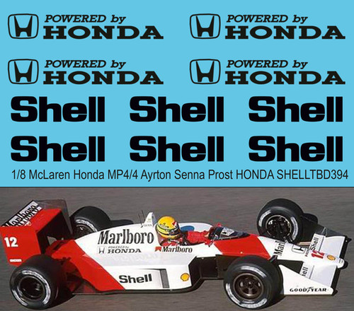 1/8 McLaren Honda MP4/4 Ayrton Senna Prost HONDA SHELL Sponsor Decals ...