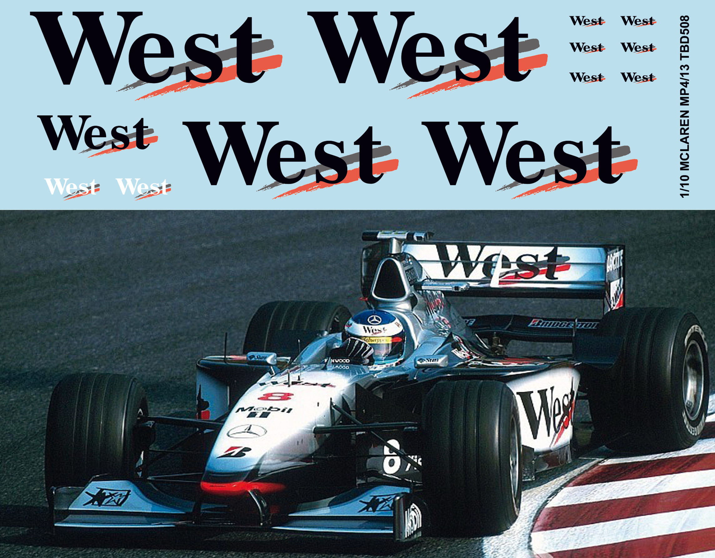 1/10 Decals McLAREN Mercedes MP4/13 1998 MC Laren Missing Decal TBD508