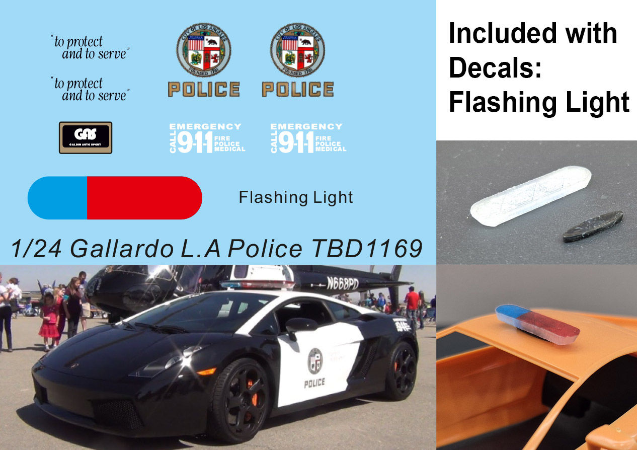 1/24 Decals for Lamborghini Gallardo Los Angeles Police TBD1169