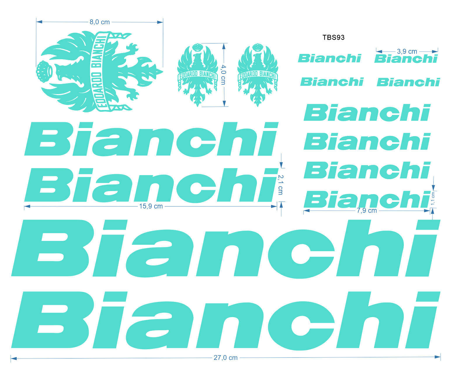 Adesivi per telaio bici da corsa o MTB compatibile con telaio Bianchi TBS93