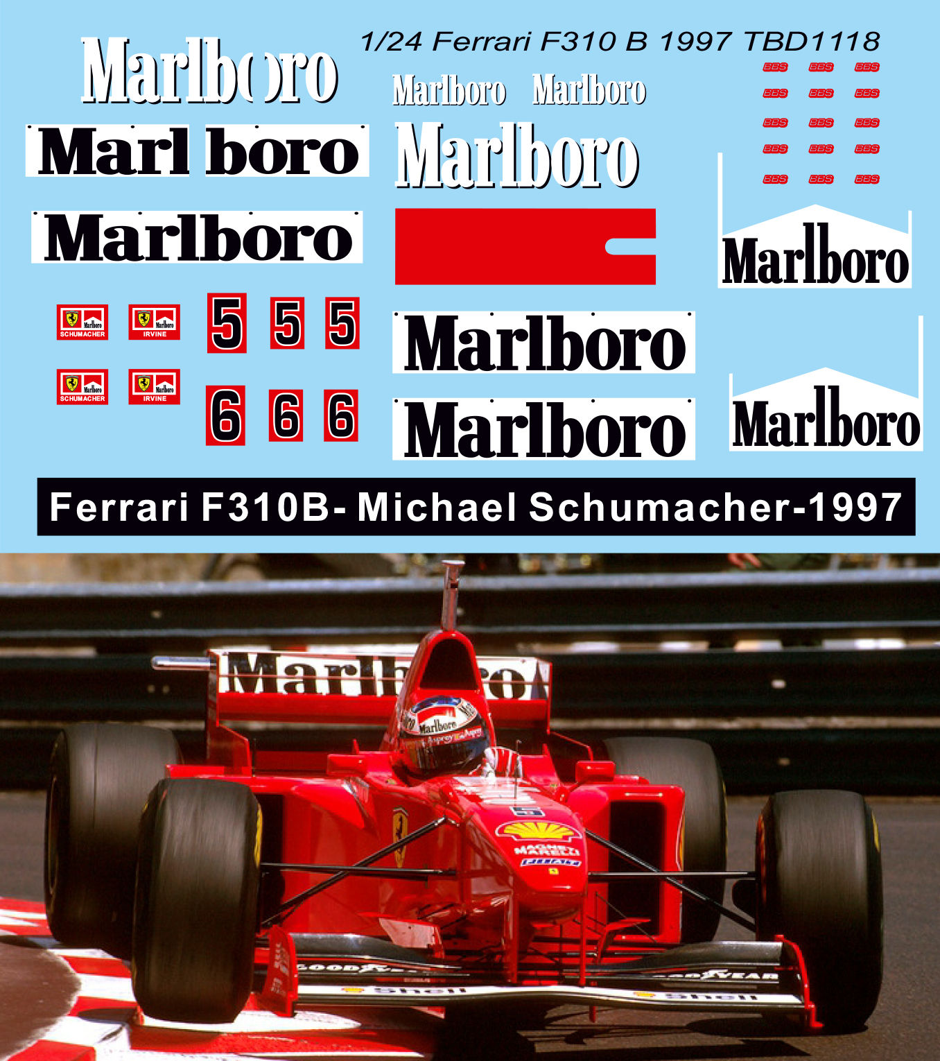 1/24 Decals for Ferrari F310B 1997 Water Decal TBD1118