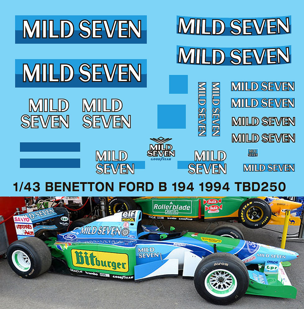 1/43 Benetton Ford B194 1994 Sponsor Decals TB Decal TBD250