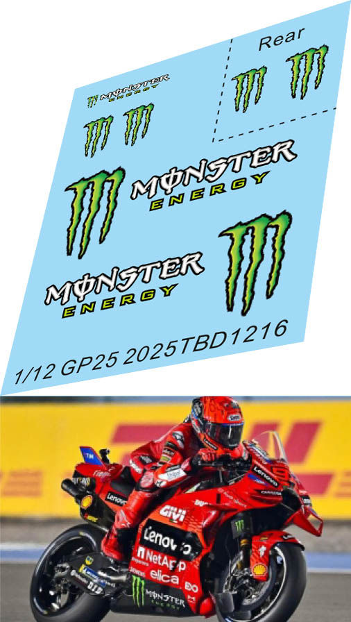 1/12 Decals for Ducati Desmosedici GP25 2025 Missing sponsor TB Decal TBD1216