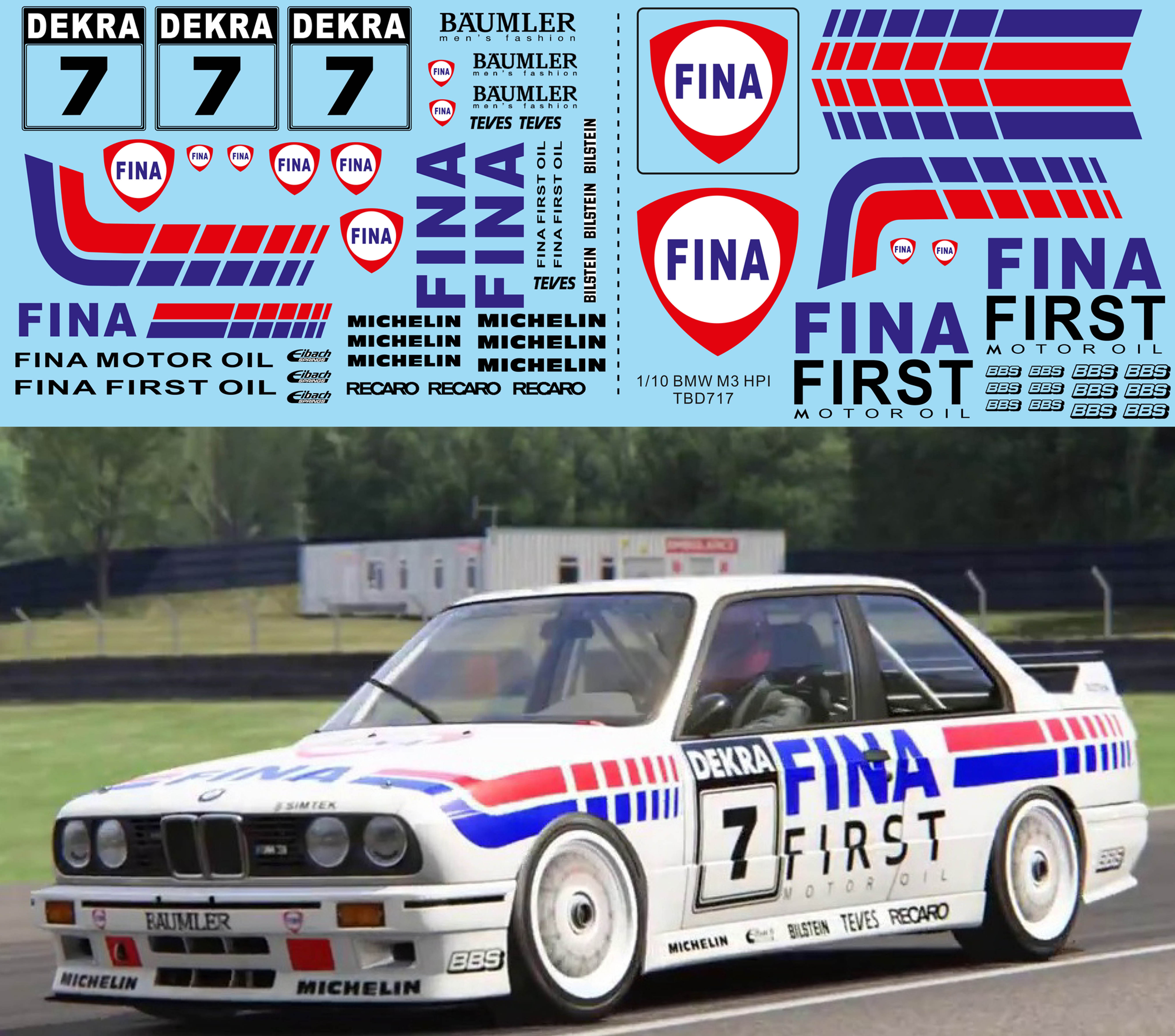1/10 Fina Decals X RC BMW E30 M3 HPI DTM1992  TB Decal TBD717