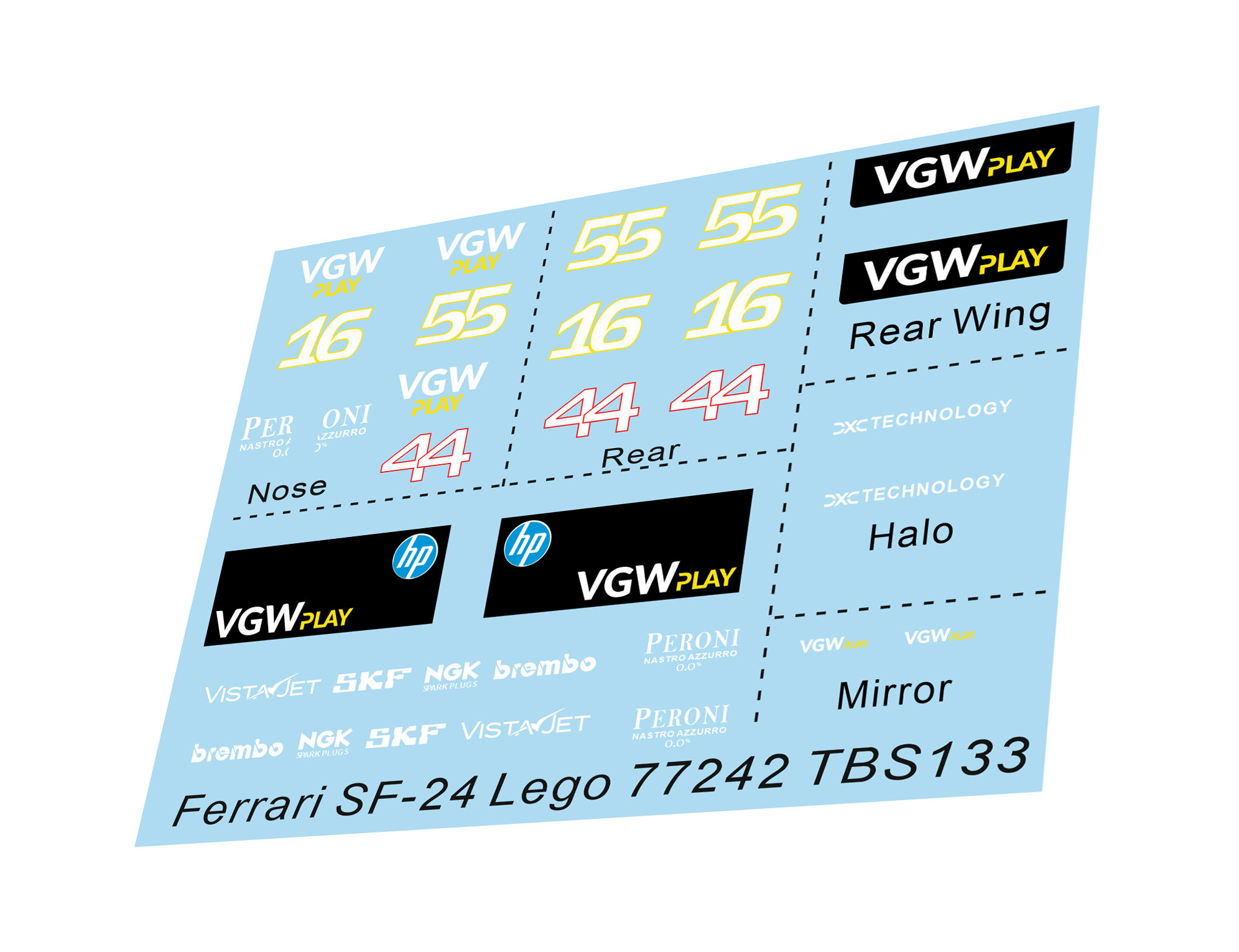 Adesivi Stickers for Lego Ferrari FS-24 Set 77242 TBS133