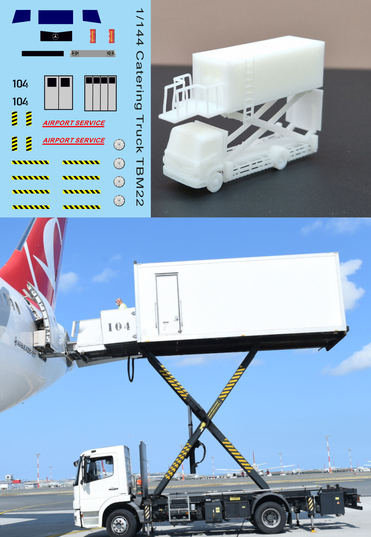 1/144 Camion Catering Truck Airport ground vehicles Diorama  TBM22