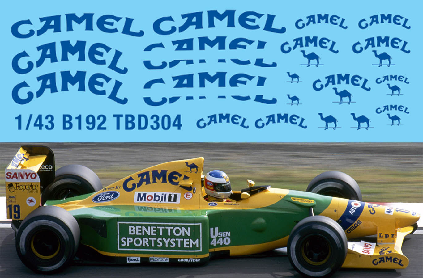 1/43  B192 Benetton Ford F1 1992 Decal Missing Sponsor Decals  TBD304