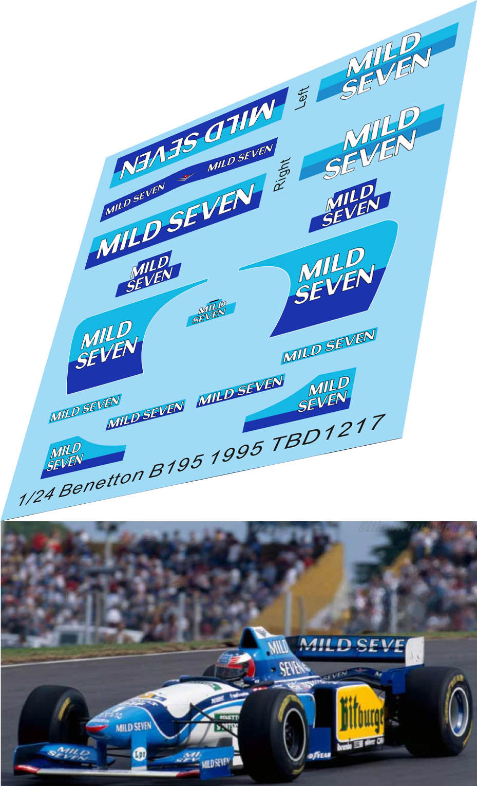 1/24 Decals for Benetton B195 1995 ( x Centauria Fanhome ) TB Decals TBD1217